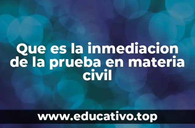 Que es la inmediacion de la prueba en materia civil