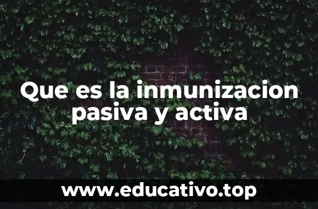 Que es la inmunizacion pasiva y activa