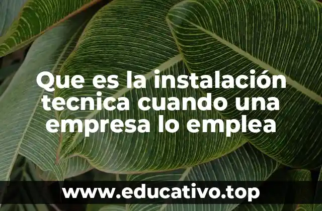 Que es la instalación tecnica cuando una empresa lo emplea
