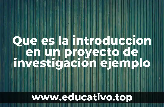 Que es la introduccion en un proyecto de investigacion ejemplo