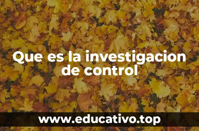 Que es la investigacion de control