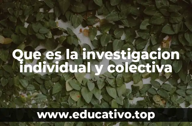 Que es la investigacion individual y colectiva