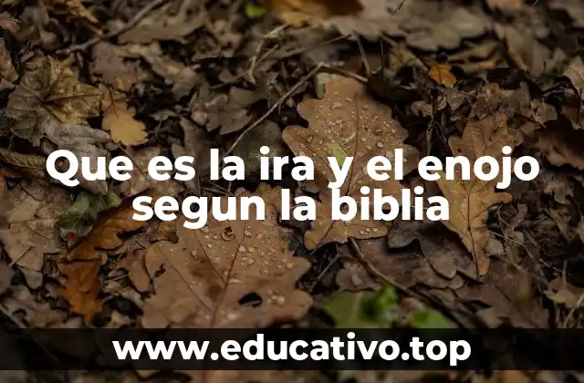 Que es la ira y el enojo segun la biblia