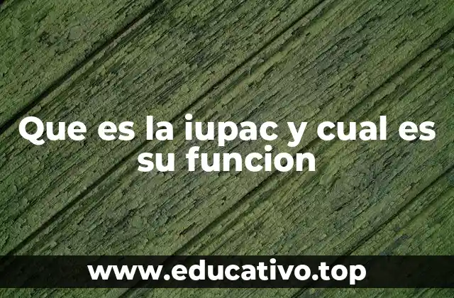 Que es la iupac y cual es su funcion