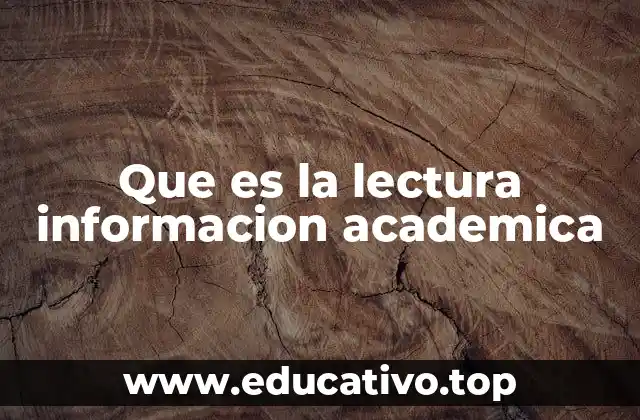 Que es la lectura informacion academica