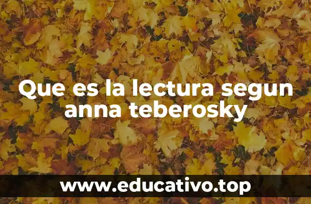 Que es la lectura segun anna teberosky