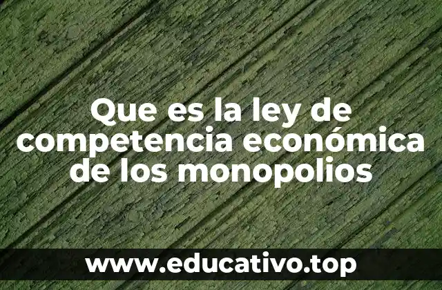 Que es la ley de competencia económica de los monopolios
