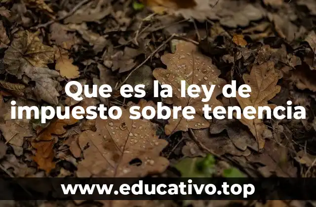 Que es la ley de impuesto sobre tenencia