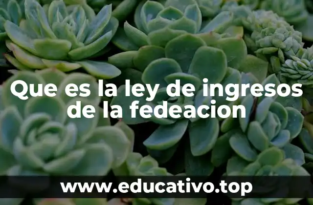 Que es la ley de ingresos de la fedeacion