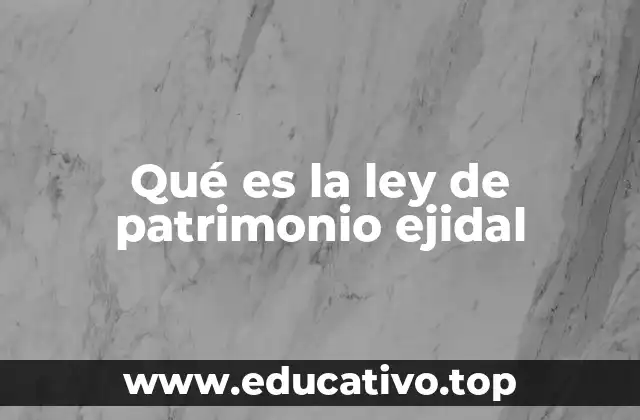 Qué es la ley de patrimonio ejidal