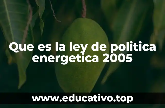 Que es la ley de politica energetica 2005