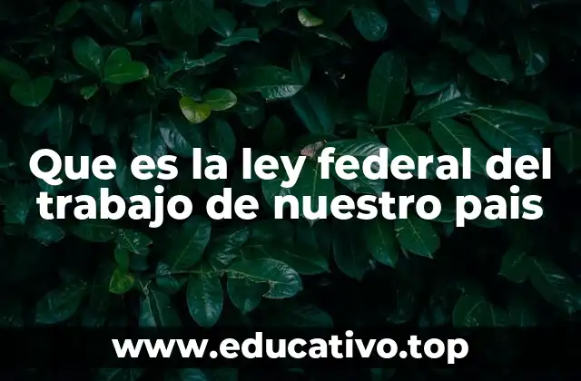 Que es la ley federal del trabajo de nuestro pais