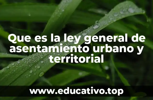 Que es la ley general de asentamiento urbano y territorial