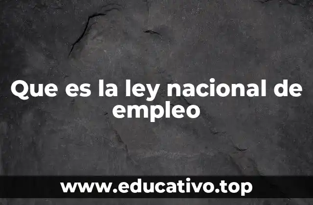 Que es la ley nacional de empleo