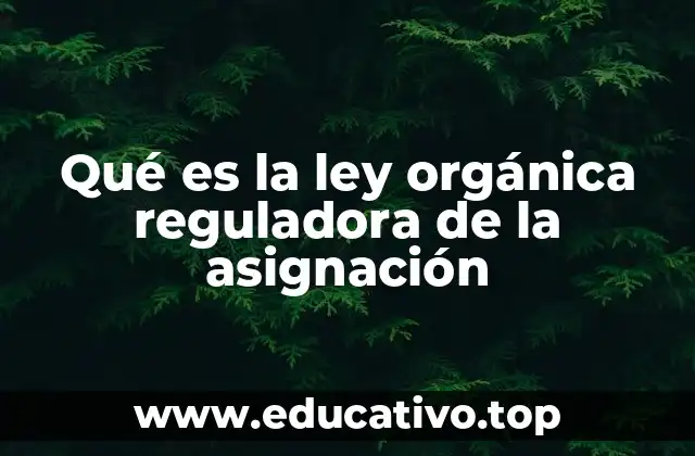 Qué es la ley orgánica reguladora de la asignación