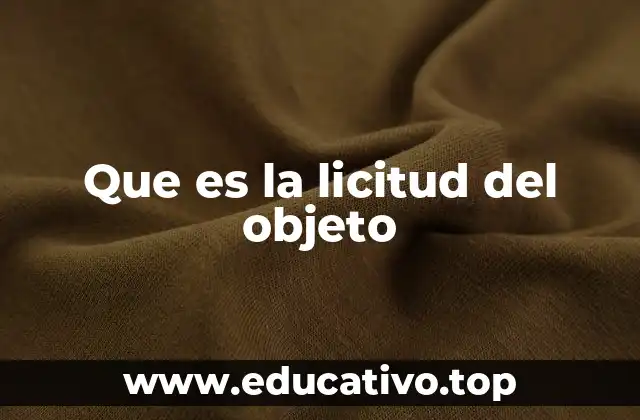 Que es la licitud del objeto