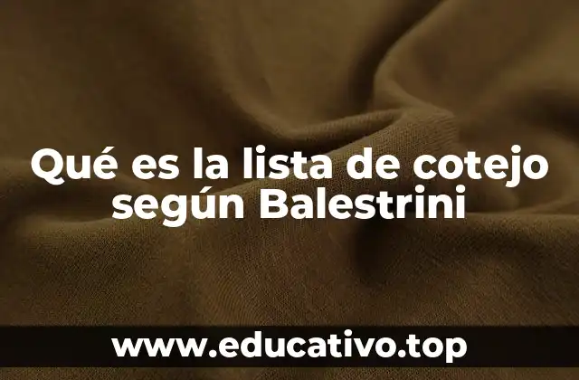 Qué es la lista de cotejo según Balestrini
