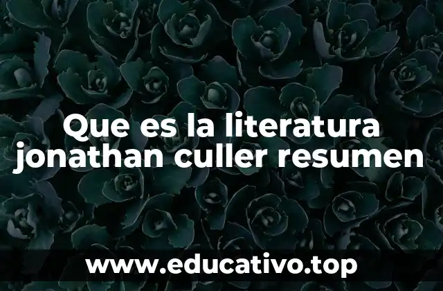 Que es la literatura jonathan culler resumen
