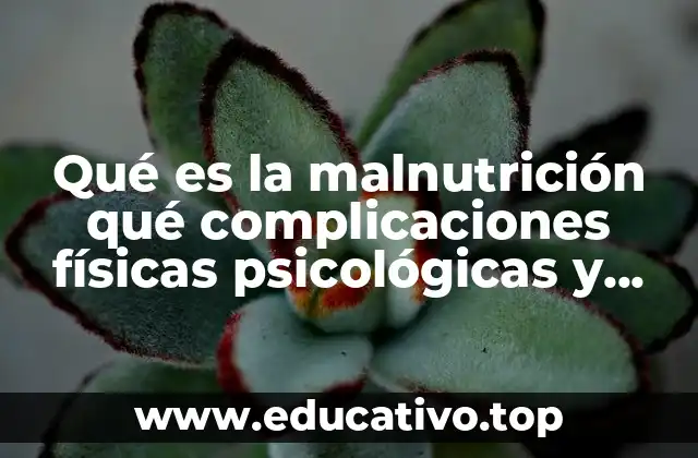 Qué es la malnutrición qué complicaciones físicas psicológicas y sociales