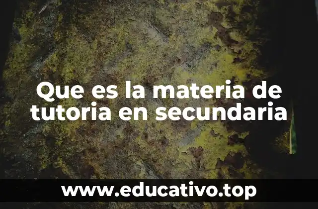 Que es la materia de tutoria en secundaria