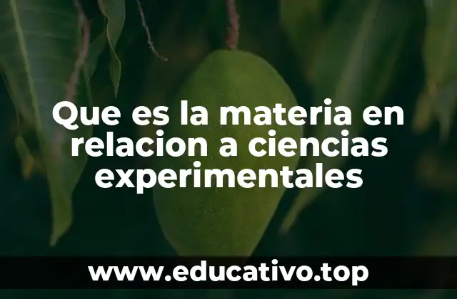 Que es la materia en relacion a ciencias experimentales