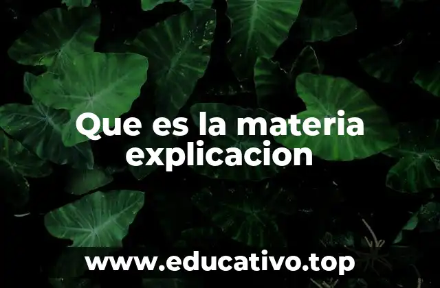 Que es la materia explicacion