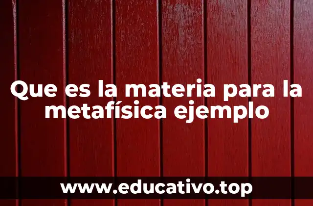 Que es la materia para la metafísica ejemplo