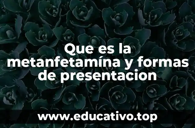 Que es la metanfetamína y formas de presentacion
