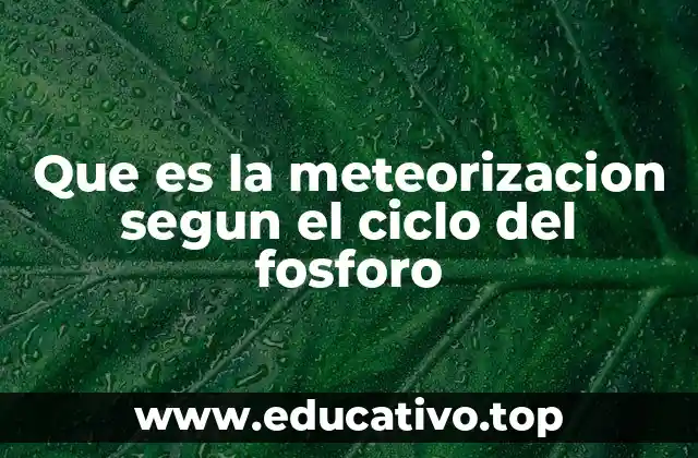 Que es la meteorizacion segun el ciclo del fosforo