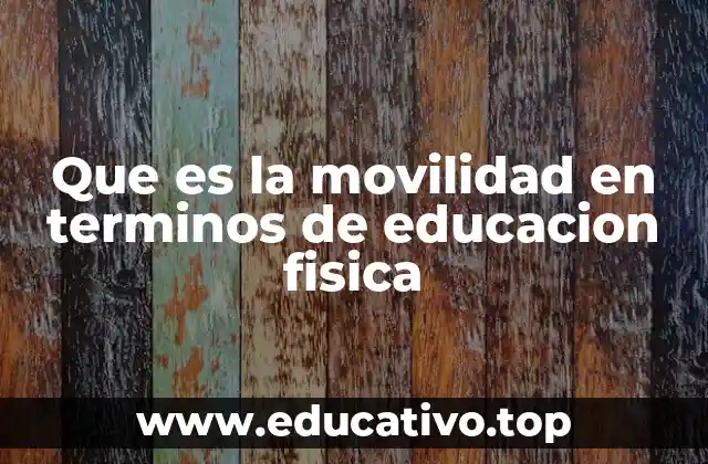 Que es la movilidad en terminos de educacion fisica