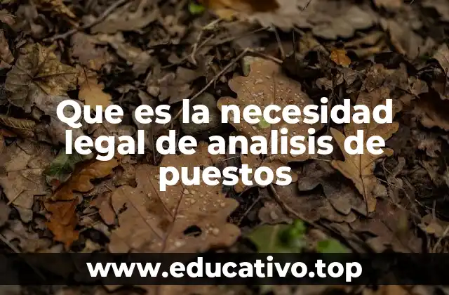 Que es la necesidad legal de analisis de puestos
