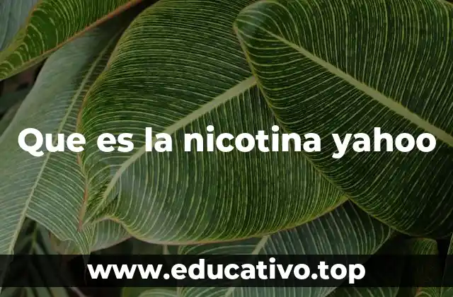 Que es la nicotina yahoo