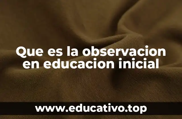 Que es la observacion en educacion inicial