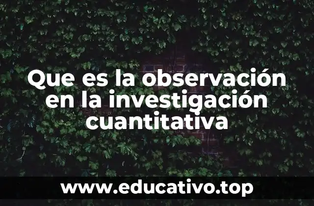 Que es la observación en la investigación cuantitativa