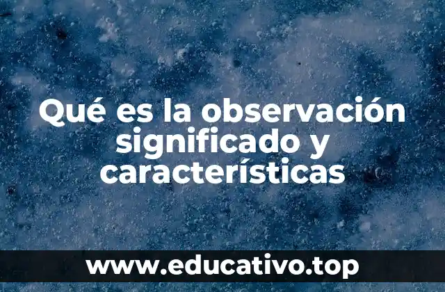 Qué es la observación significado y características