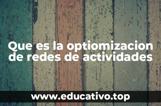Que es la optiomizacion de redes de actividades