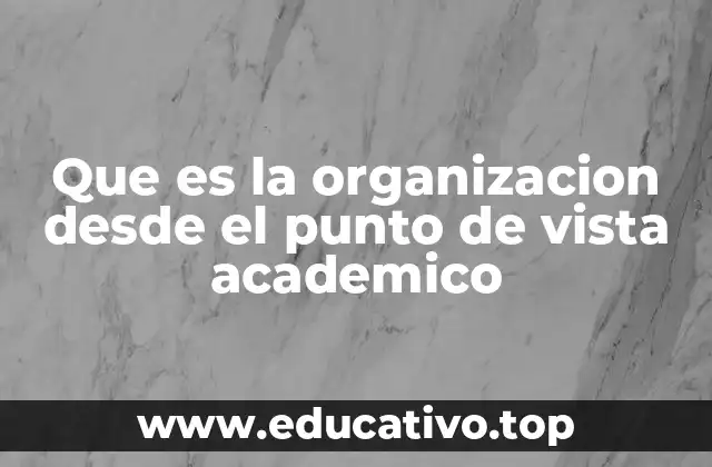 Que es la organizacion desde el punto de vista academico
