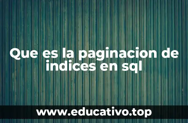 Que es la paginacion de indices en sql