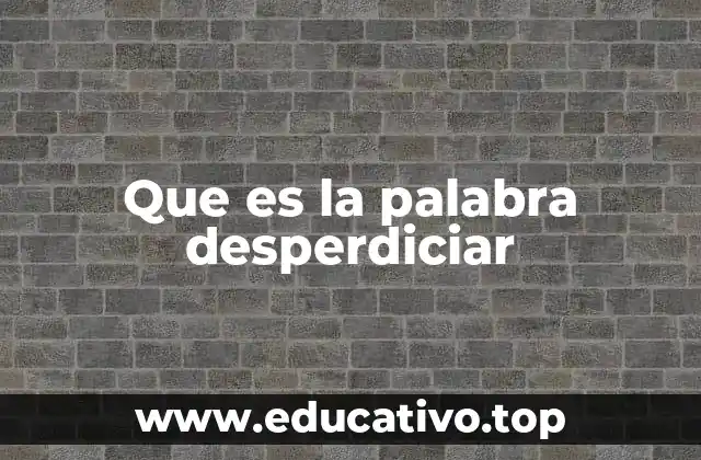 Que es la palabra desperdiciar
