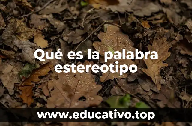 Qué es la palabra estereotipo
