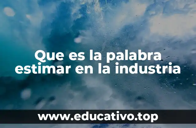 Que es la palabra estimar en la industria