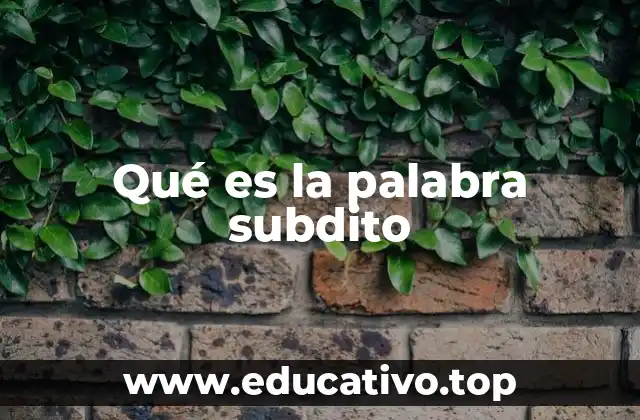 Qué es la palabra subdito