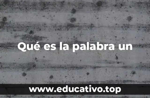 Qué es la palabra un