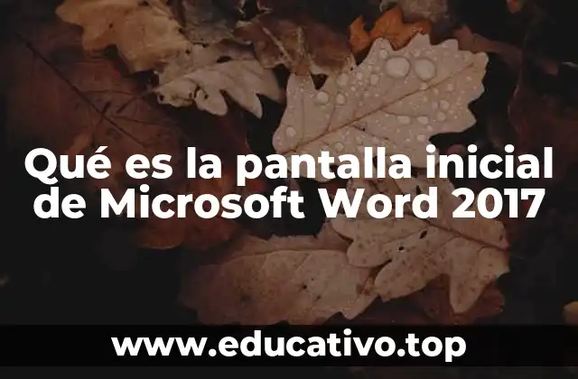 Qué es la pantalla inicial de Microsoft Word 2017