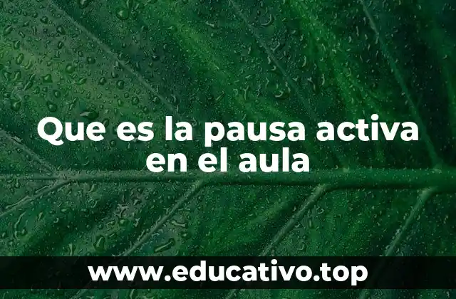 Que es la pausa activa en el aula