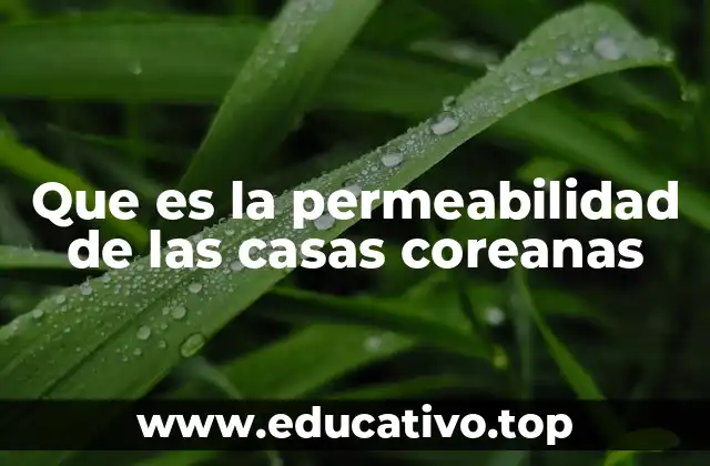 Que es la permeabilidad de las casas coreanas