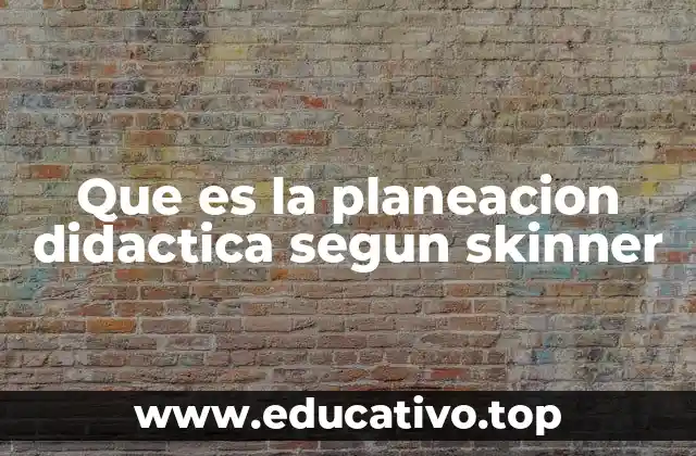 Que es la planeacion didactica segun skinner