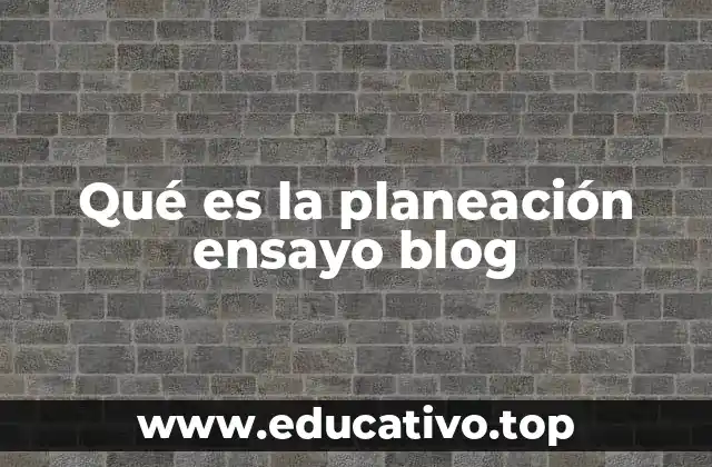 Qué es la planeación ensayo blog