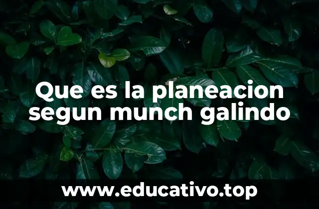 Que es la planeacion segun munch galindo