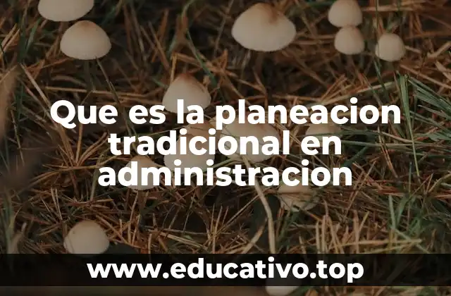 Que es la planeacion tradicional en administracion